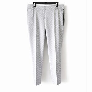 NWT Willi Smith Women's Gray White Patterned Straight Legs Business Pants Sz 14.